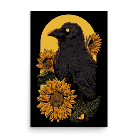 Sunflower Raven Print - Brutal Bohemian